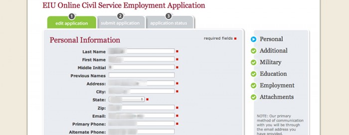 EIU Online Employment Application
